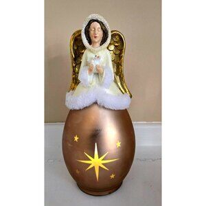 Vintage Angel-Lit Gold Figurine With Star Design & LED Light-Up Base